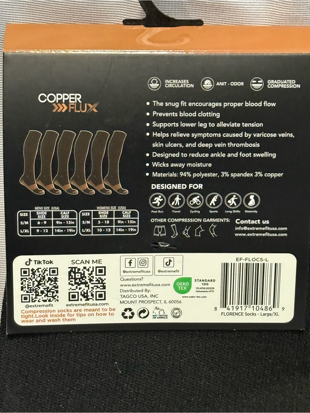 Copper Flux Copper-Infused Compression Socks 2 Pairs Knee High L/XL New - Picture 2 of 5